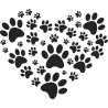 Отпечатки лап животных в форме сердца