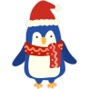 Пингвин в новогодней шапке и шарфе