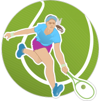 Теннисистка с ракеткой и мячём