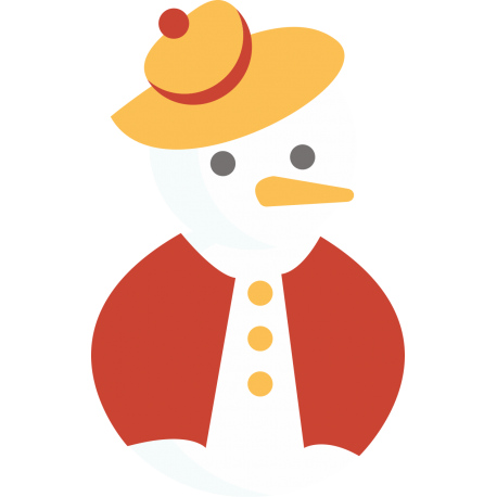 Снеговик в желтой шляпе и красной кофте