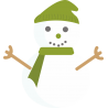 Снеговик в зеленой шапке и шарфе