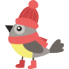 Птица в красной шапке и в красном шарфе