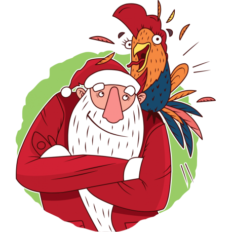 Дед Мороз с попугаем на плече