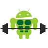 Накачанный Android держит штангу
