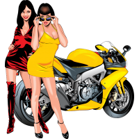 Девчонки на фоне мотоцикла