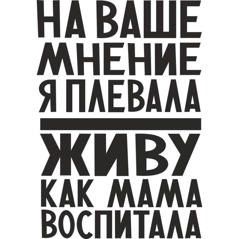 Я живу как хочу. Мне плевать на ваше мнение. Плевать на ваше мнение. Мне плевать на мнение. Мне на ваше мнение.