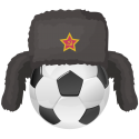 Футбольный мяч в советской шапке ушанке
